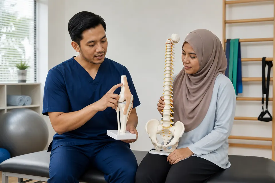 Ahli fisioterapi Melayu membandingkan model lutut dan tulang belakang